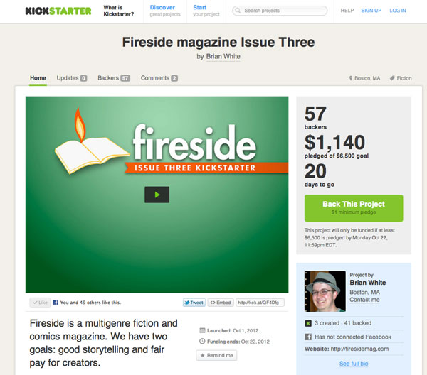 Fireside Kickstarter screenshot